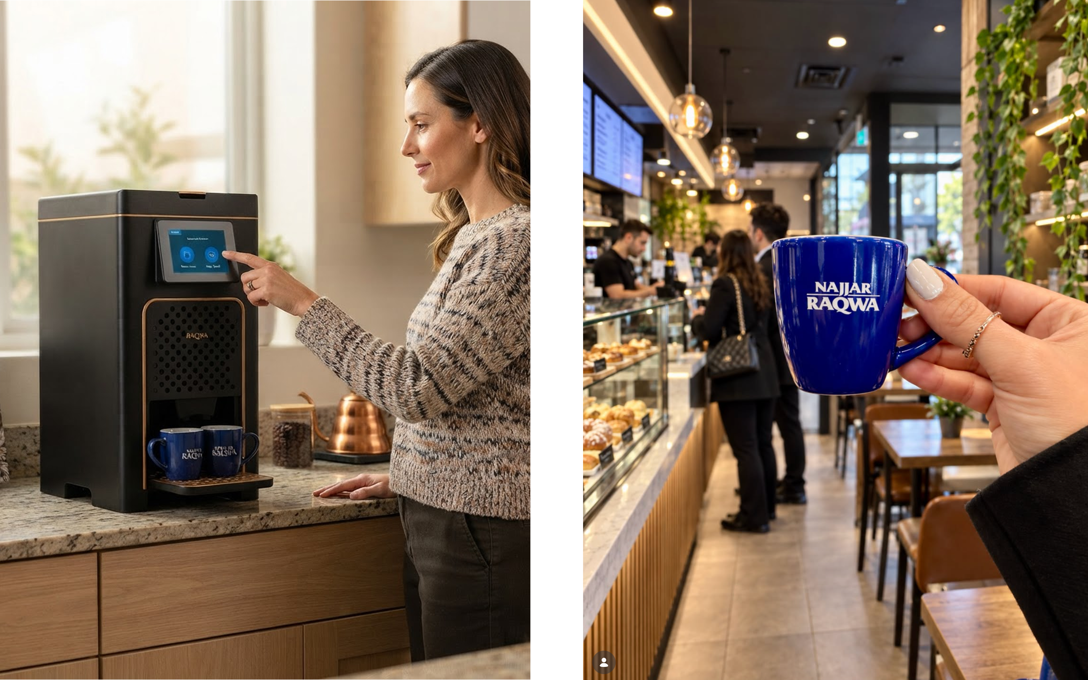 coffee drinker using the raqwa q2 machine