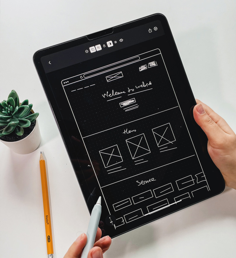 Mapping out layout and structure, identify functionality and interaction, and visualize design concepts.
